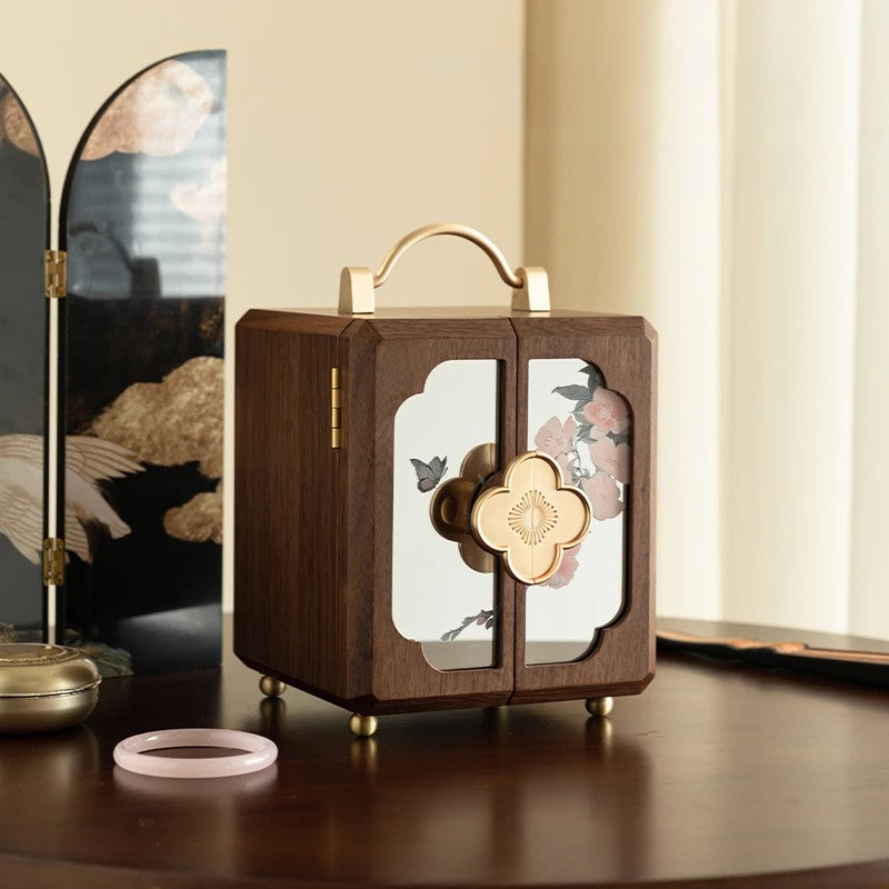 Walnut Ritual Mirror Jewelry Box