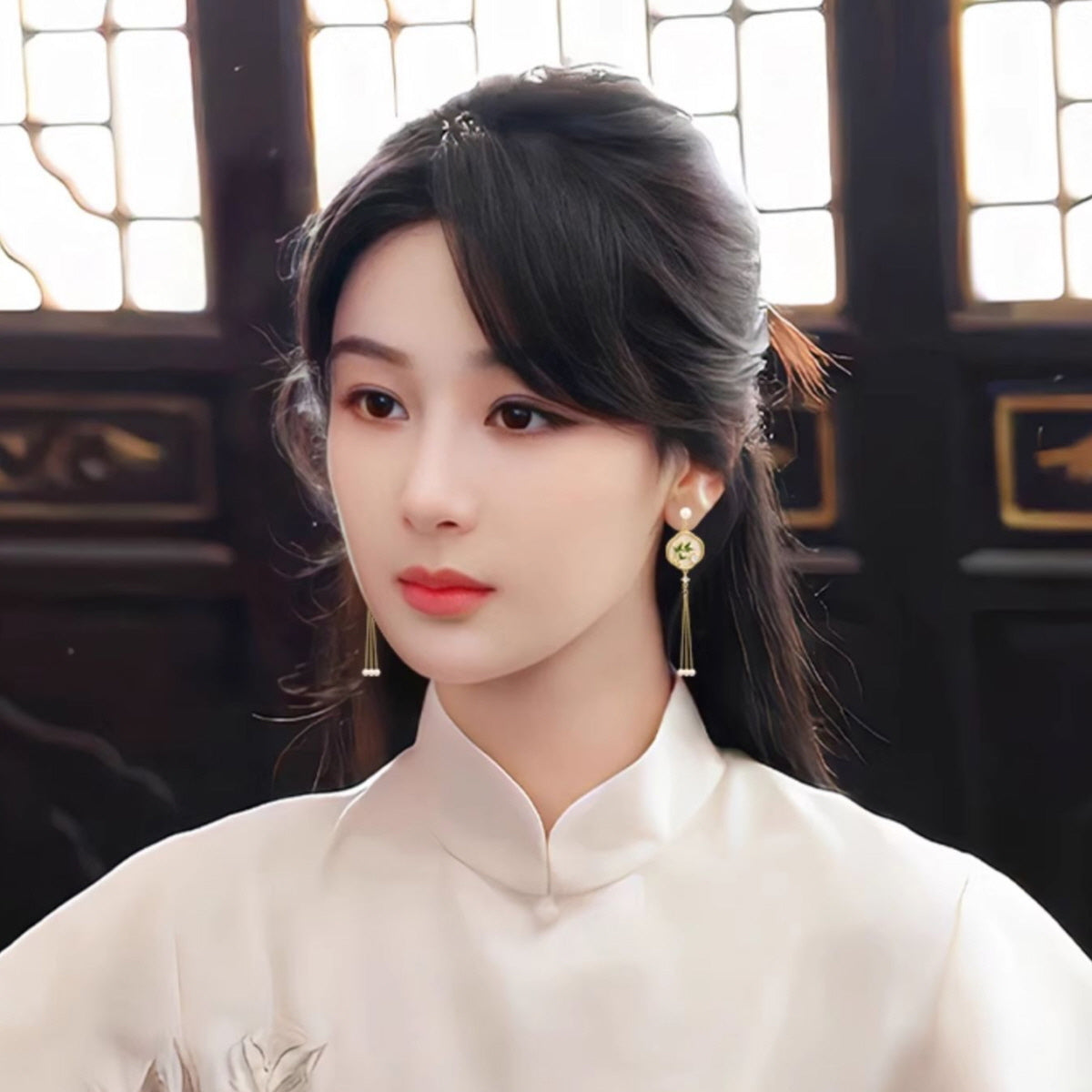 Emerald Bamboo Tassel Earrings