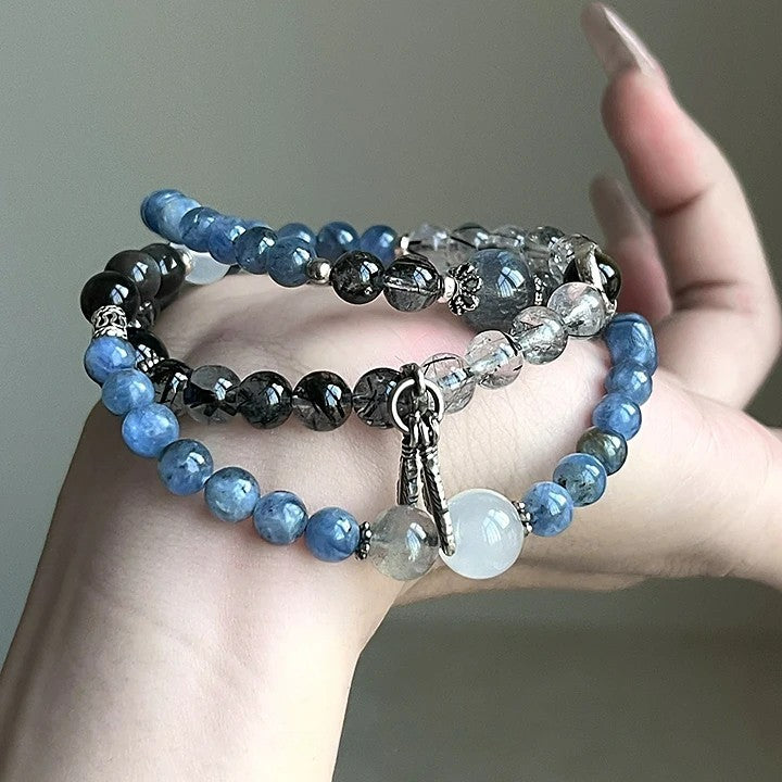 Obsidian Blue Moonlight Kyanite Bracelet