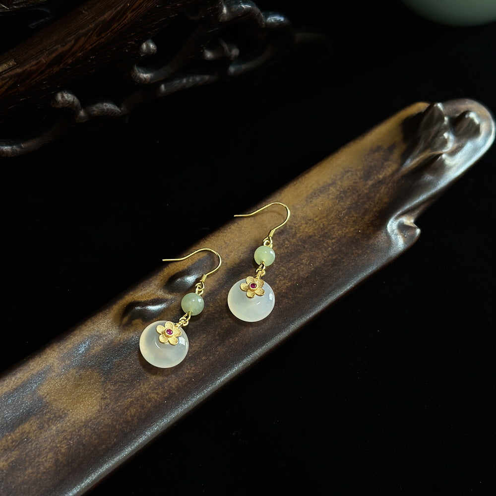 Double Bead Blossom Hook Earrings