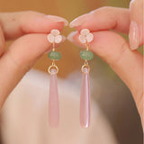 Radiant Pink Flower Drop Earrings