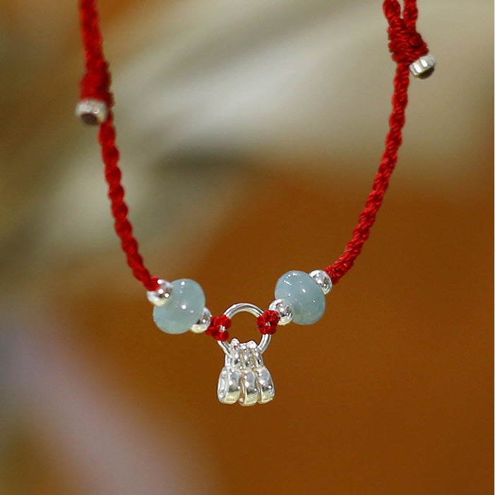 Natural Jade Prosperity Silver Bracelet