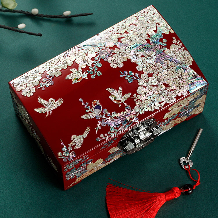 Mother-of-Pearl Magpie Blossom Jewelry Box