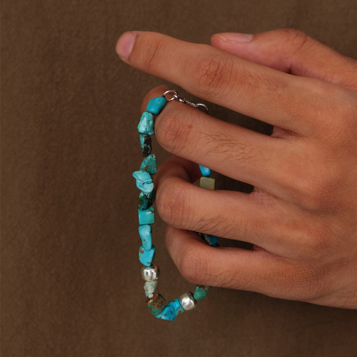 Turquoise & Silver Edge Strength Bracelet