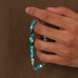 Turquoise & Silver Edge Strength Bracelet