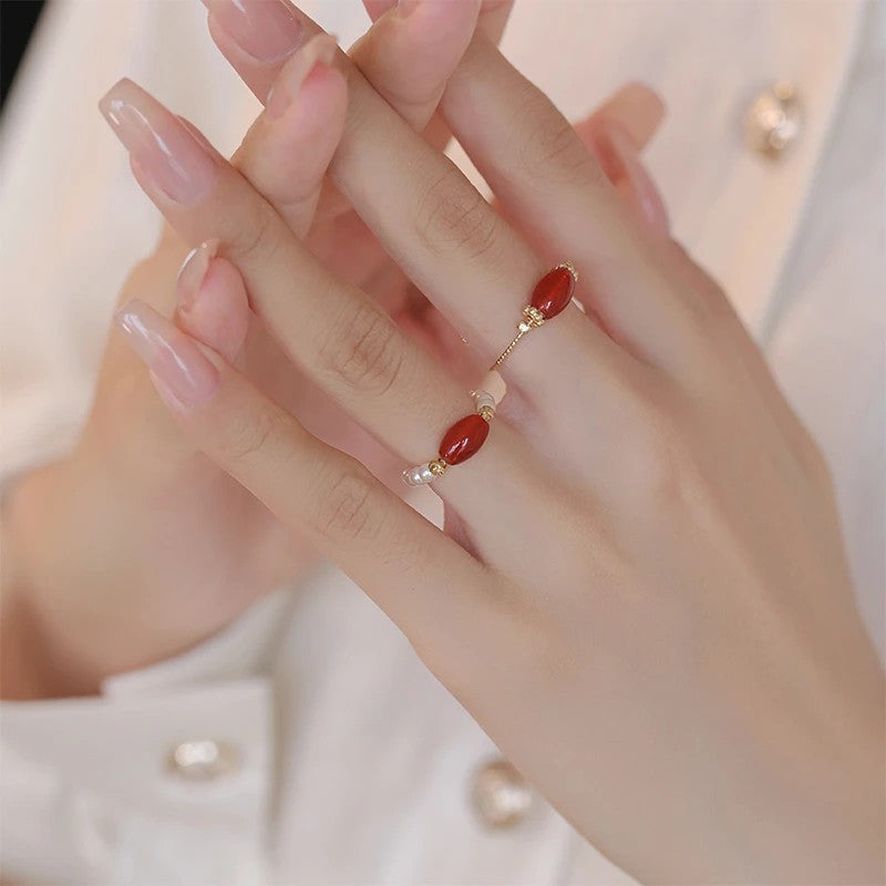 Vitality Red Agate Slim Ring
