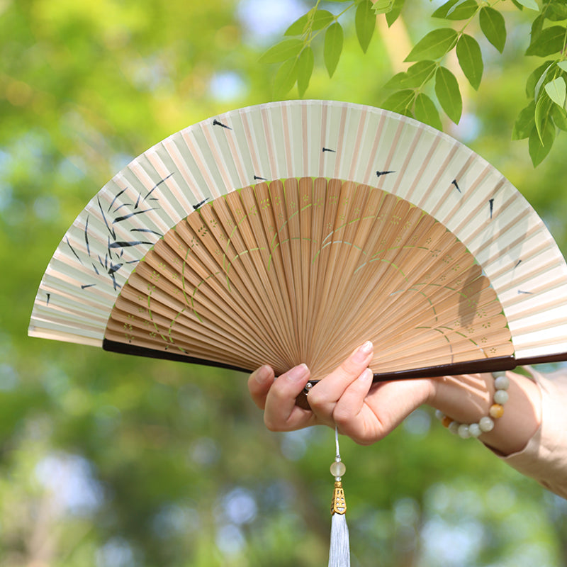 Hanfu cheongsam fan, ancient style folding fan, new Chinese female fan, summer Chinese fan, folding portable classical dance fan