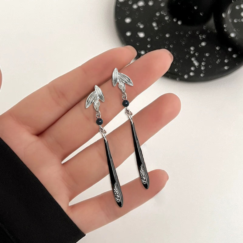 Silver Bamboo Statement Drop Earrings