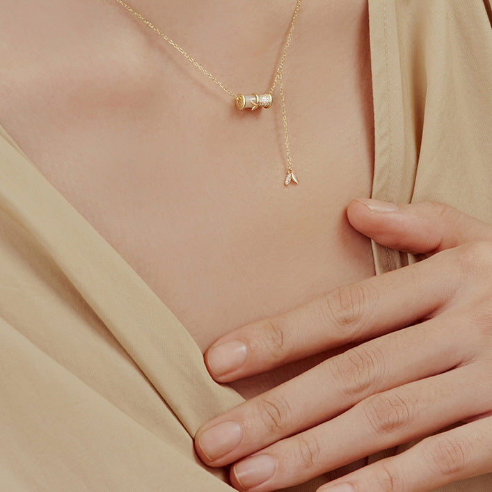 Exquisite White Bamboo Zirconia Necklace