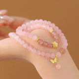 Peach Blossom Strawberry Bead Bracelet