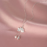 Lotus Dew Drop Silver Necklace