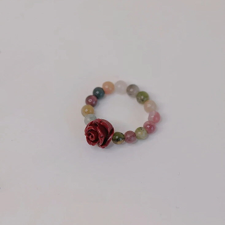 Rainbow Cinnabar Rose Ring