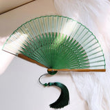 Emerald Bamboo Folding Fan