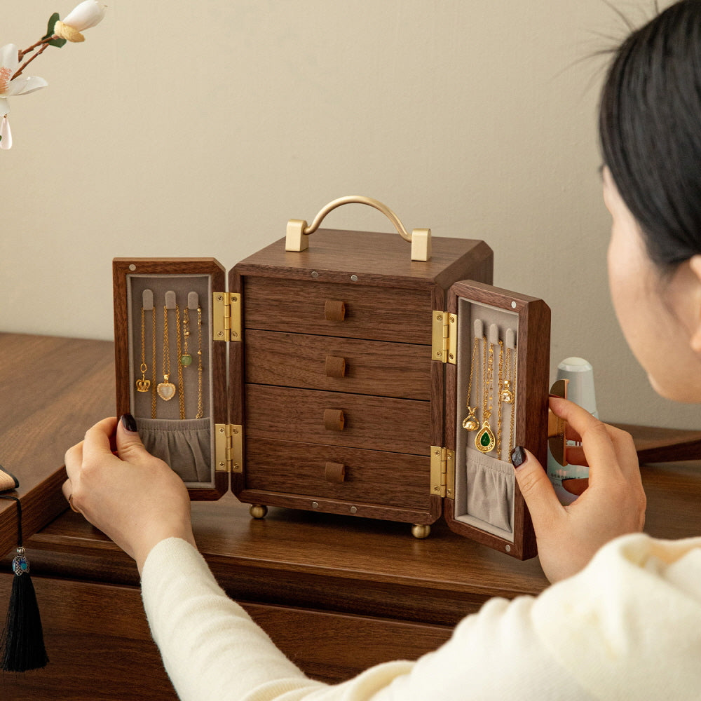 Walnut Ritual Mirror Jewelry Box