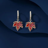 Maple Leaf Zirconia Statement Earrings