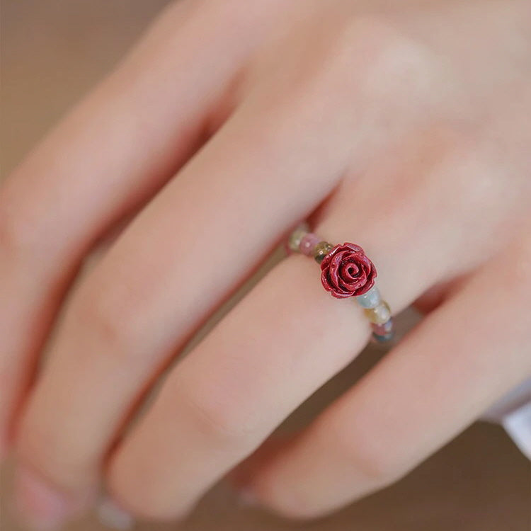 Rainbow Cinnabar Rose Ring