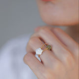 White Rose Jade Wrapping Ring