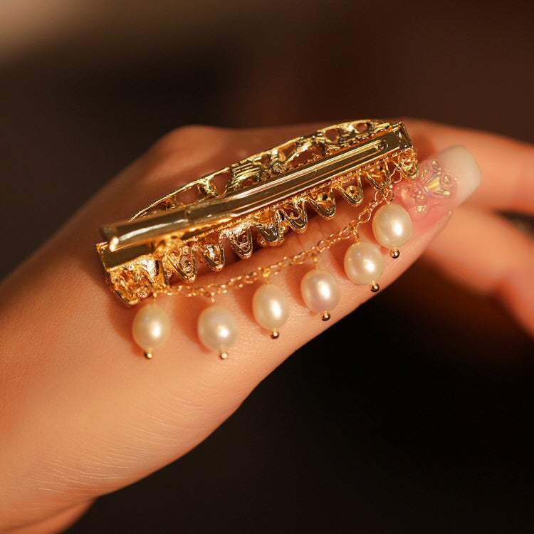 Oriental Blossom Pearl Dangle Hairpin