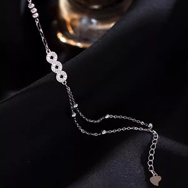 Double Chain Aura Coin Bracelet