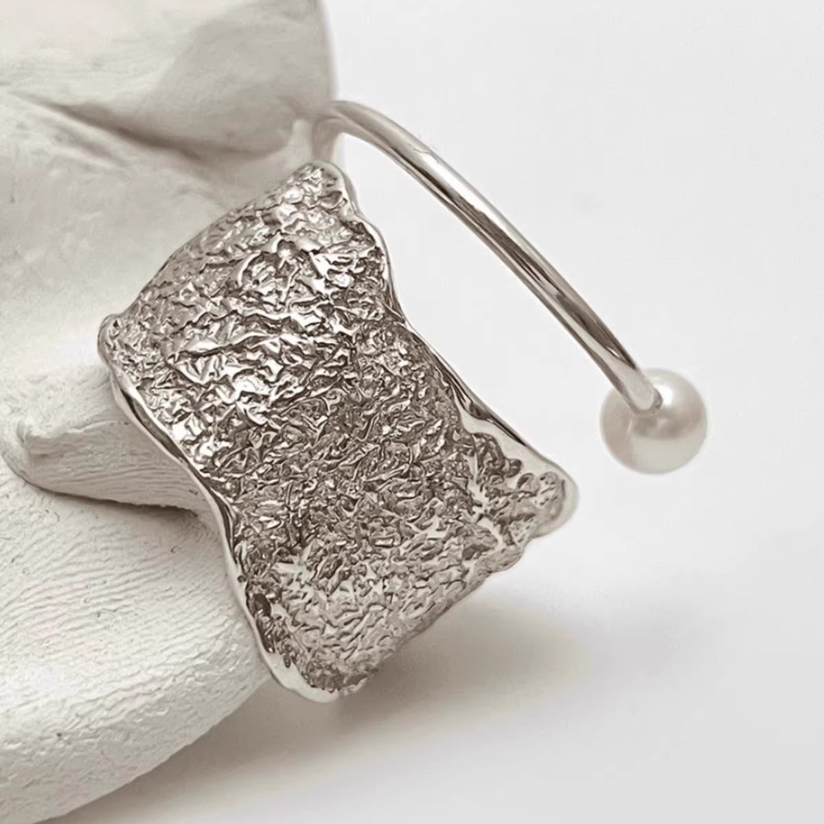 Open Texture Silver Ring