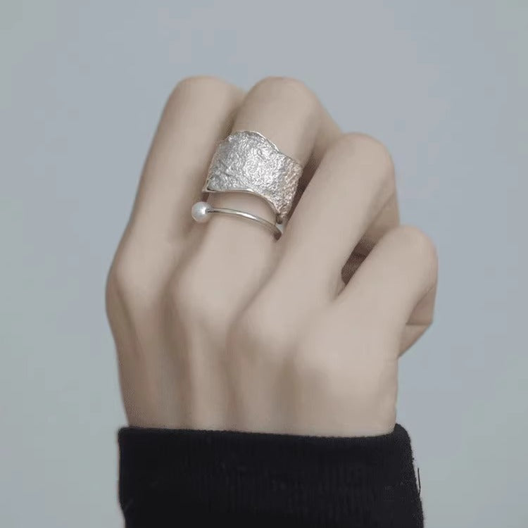 Open Texture Silver Ring