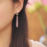Radiant Pink Flower Drop Earrings