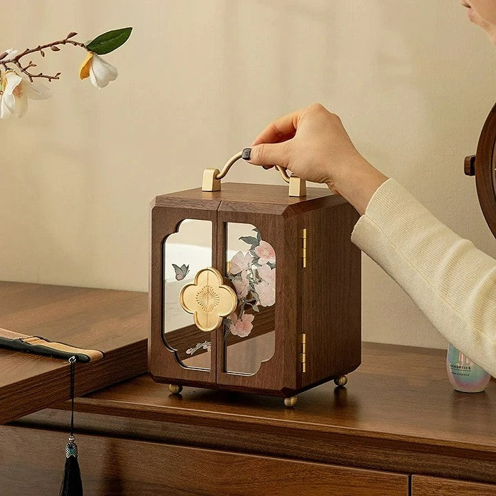 Walnut Ritual Mirror Jewelry Box