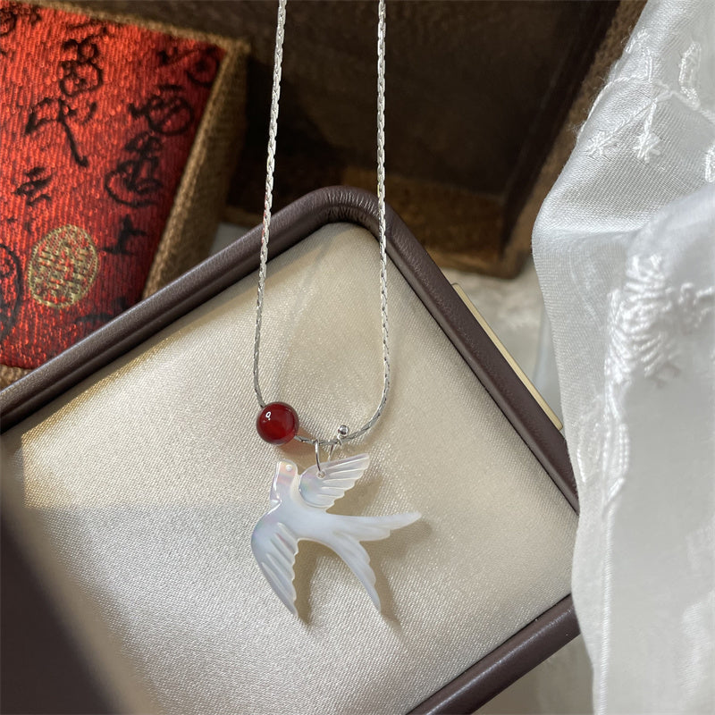 Swallow Wish Fritillary Agate Necklace