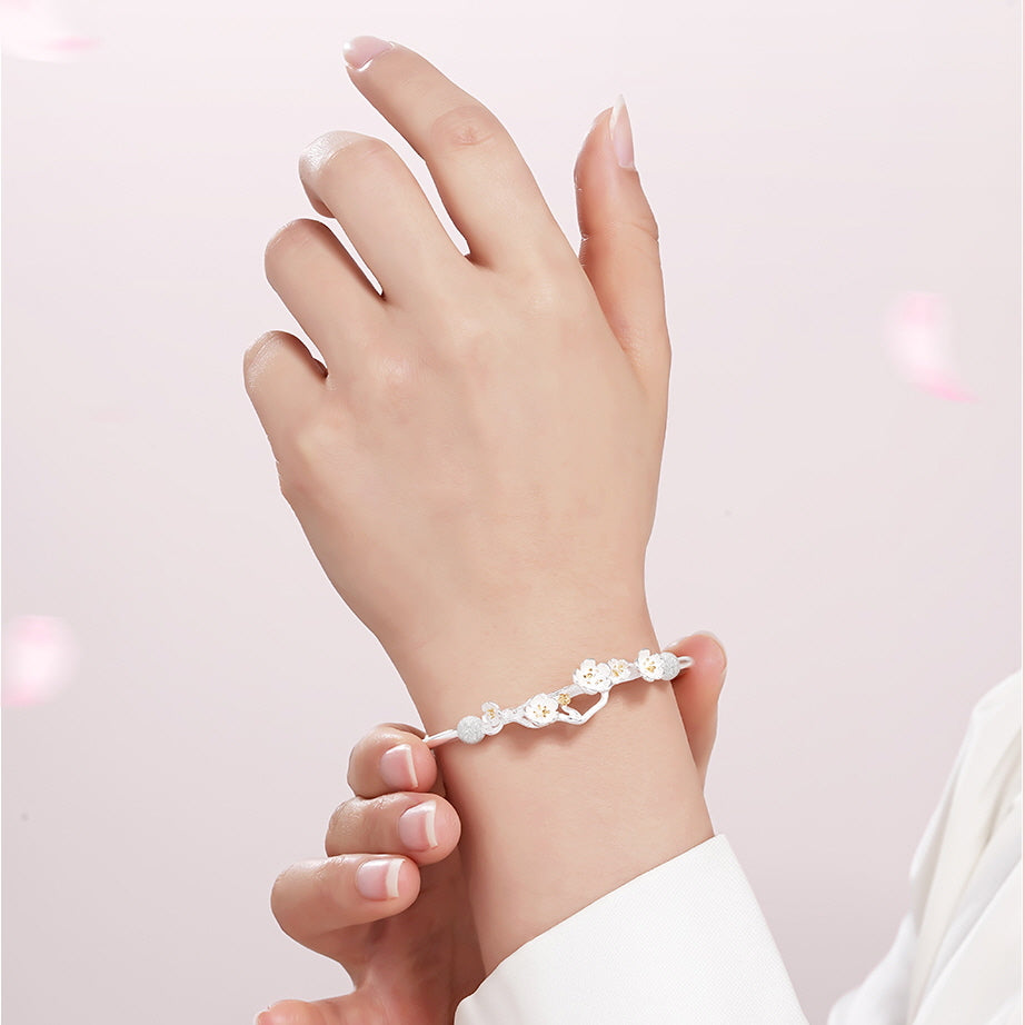 Peach Blossom Silver Bracelet