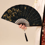 Golden Bamboo Calligraphy Fan