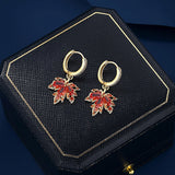 Maple Leaf Zirconia Statement Earrings