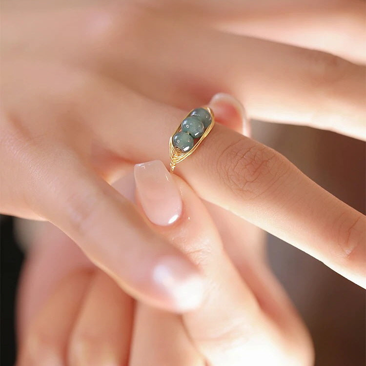 Serene Green Jade Trio Ring
