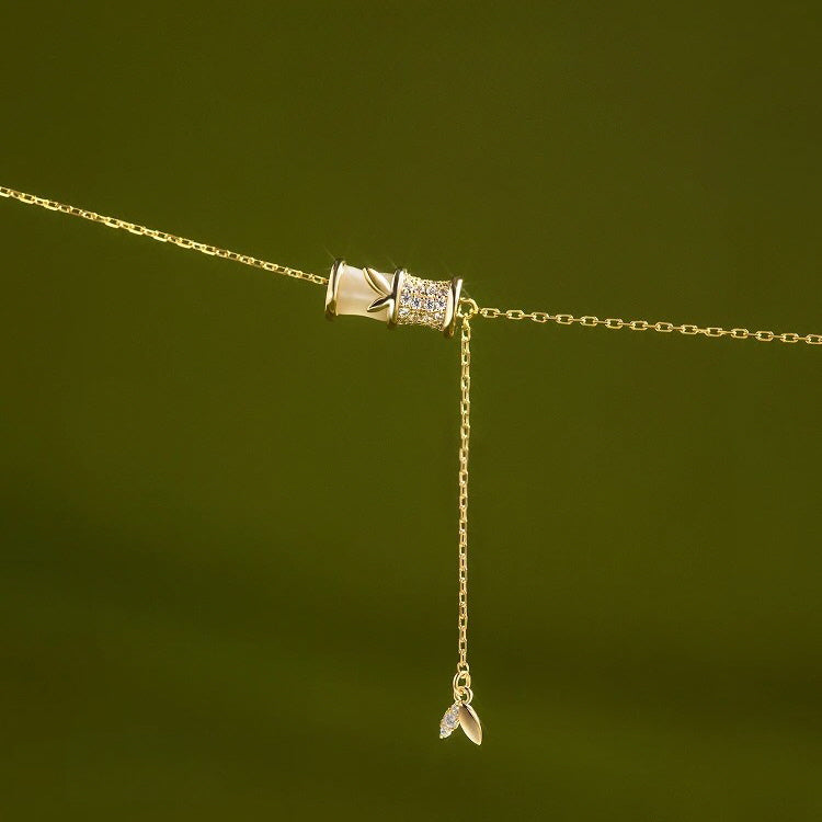 Exquisite White Bamboo Zirconia Necklace