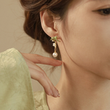 Bamboo Leaf Pearl Earrings