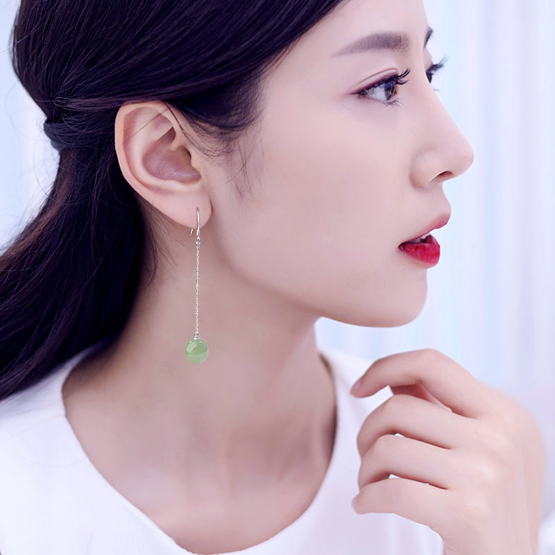 Simple Jade Dangle Earrings