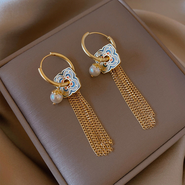 Dancheong Artistry Flower Earrings