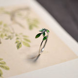 Sunlit Whisper Adjustable Leaf Silver Ring