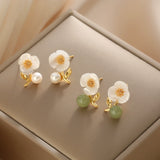 Precious Bloom Jade & Pearl Studs