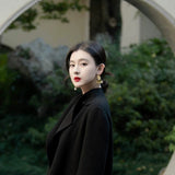 Golden Fan-shaped Pearl Earrings