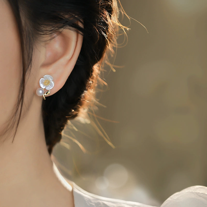 Precious Bloom Jade & Pearl Studs