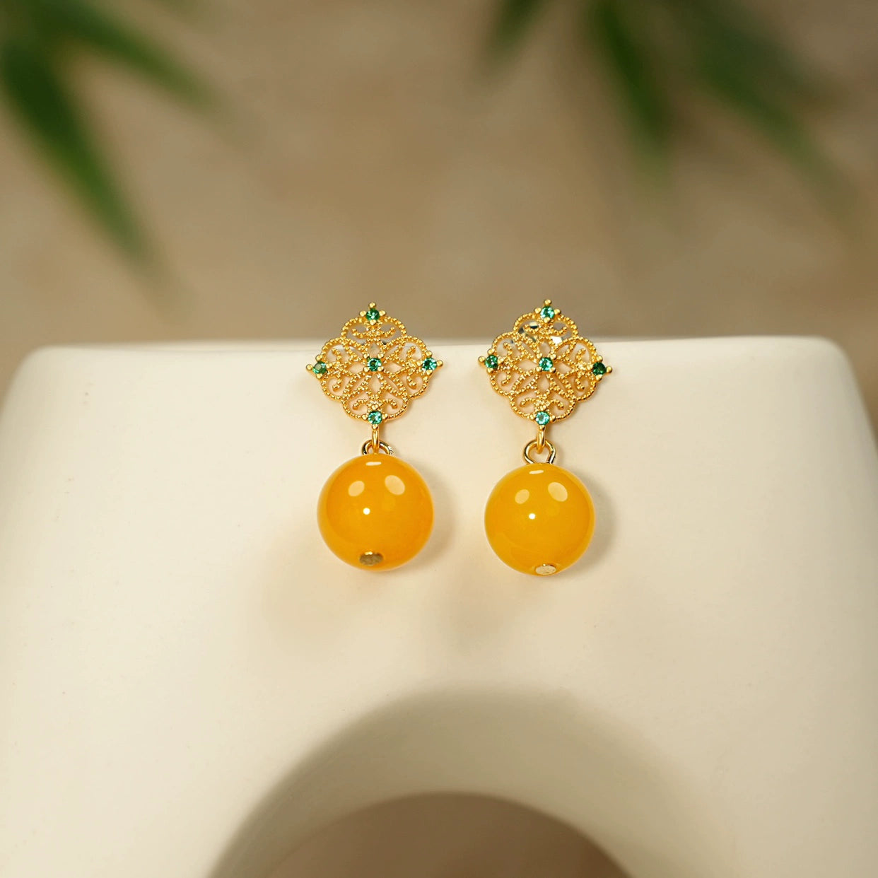 Honey Candy Filigree Earrings
