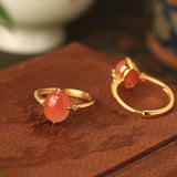 Natural Nanhong Agate Ring