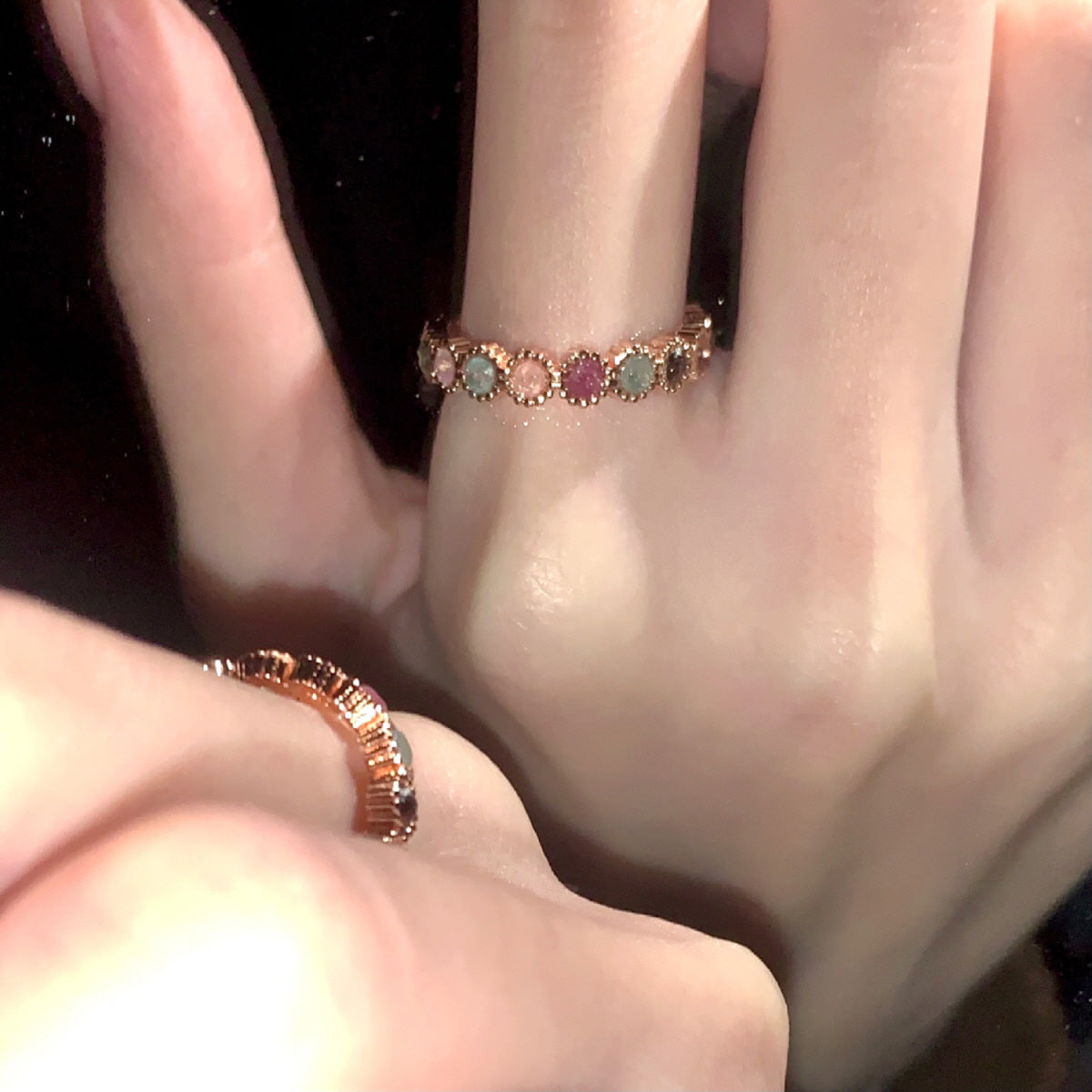 Dreamy Sparkle Tourmaline Beaded Ring