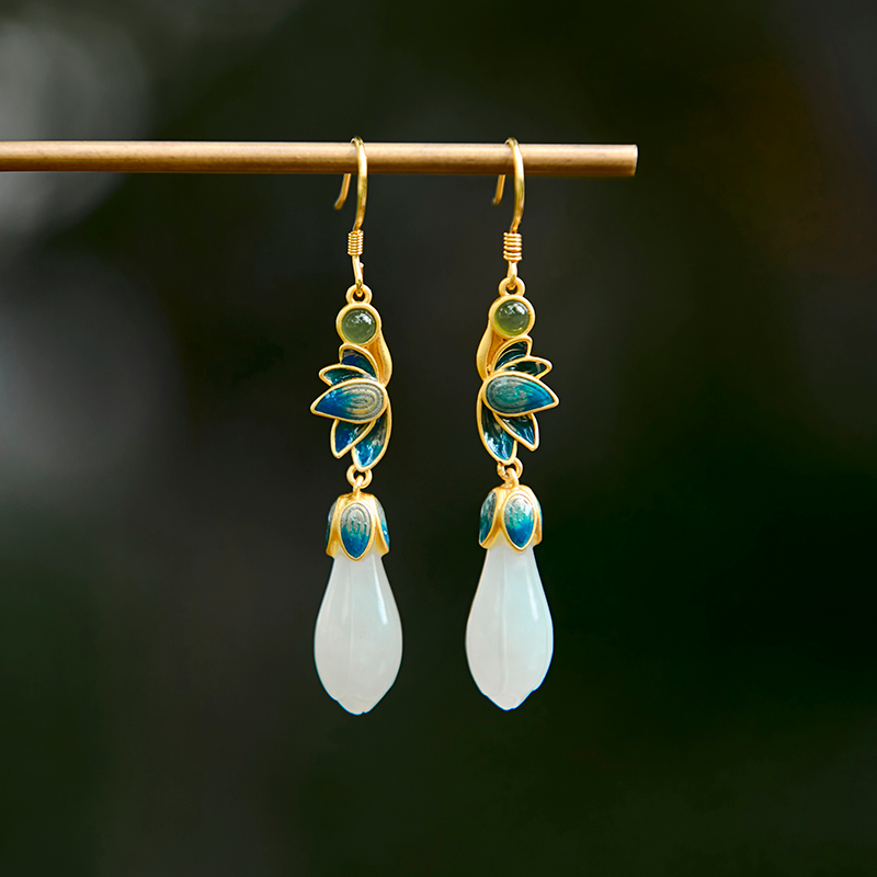 Exclusive Magnolia Enamel Gold Earrings