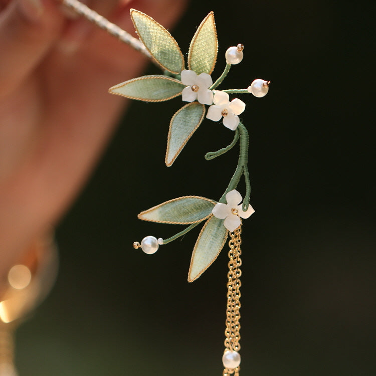 Bamboo Branch Pearl Hair Stick