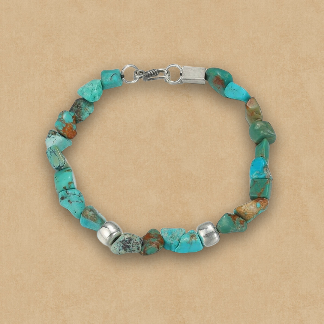 Turquoise & Silver Edge Strength Bracelet