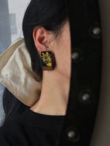 Chrysanthemum Lacquer Triangle Earrings