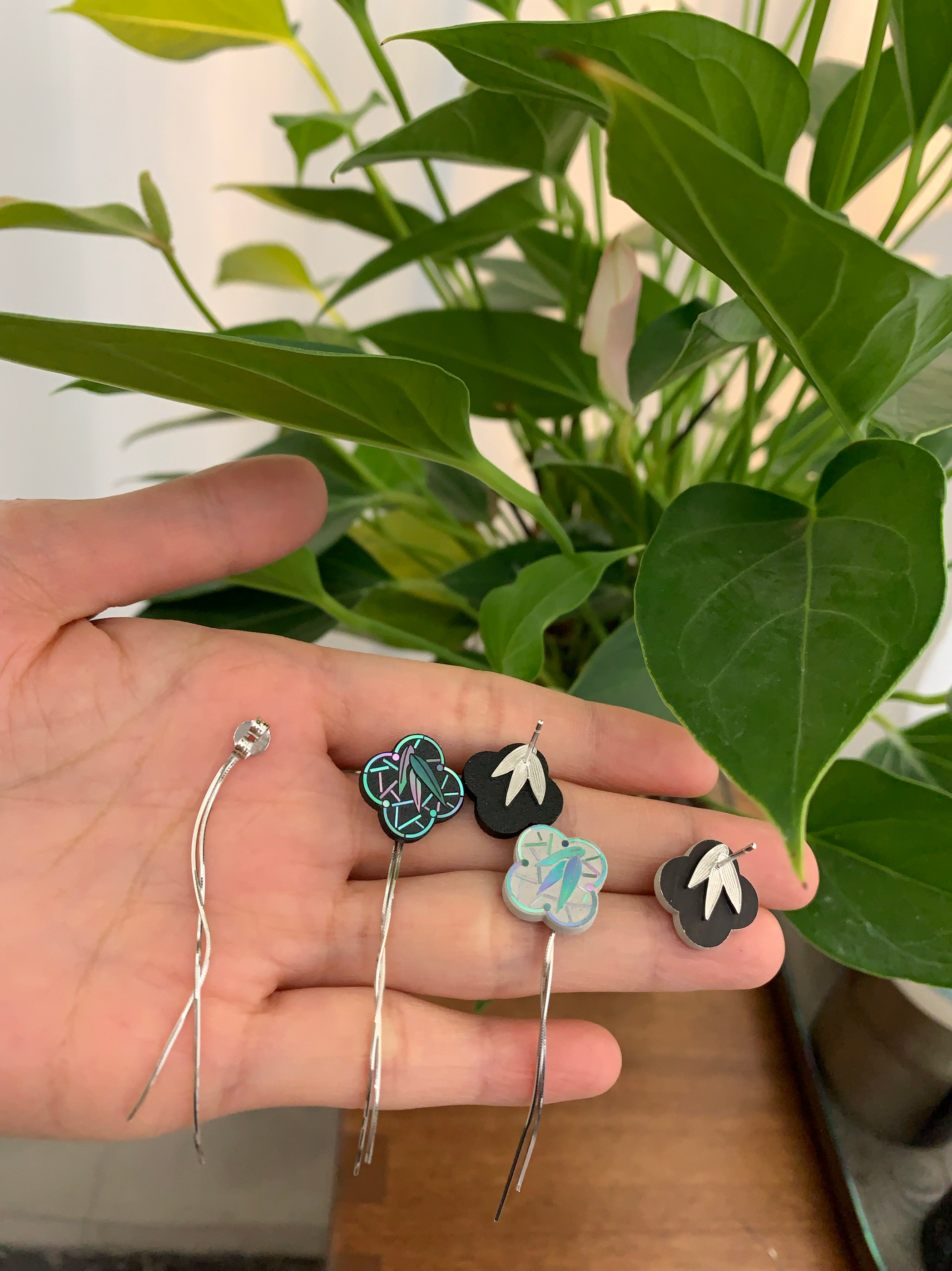 Midnight Bamboo Drop Earrings