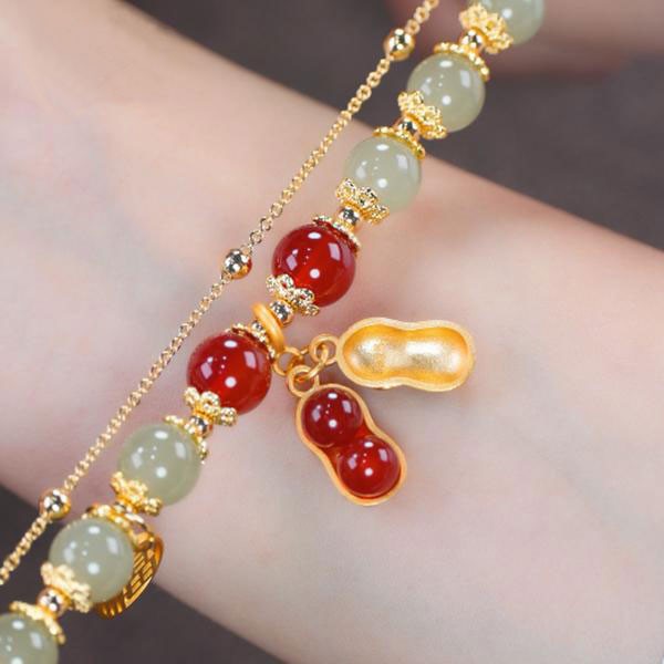 Lucky Peanut  Double Strand Bracelet
