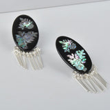 Oval Mother-of-Pearl Tassel Earrings